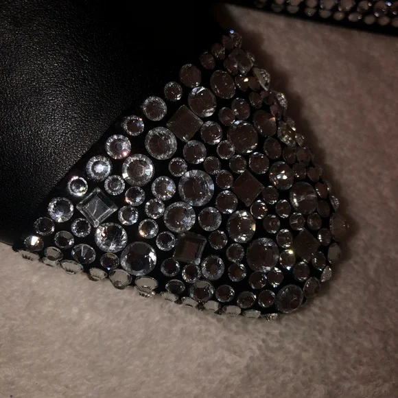 Dear Frances Tia black crystal black slingback flats 41=11